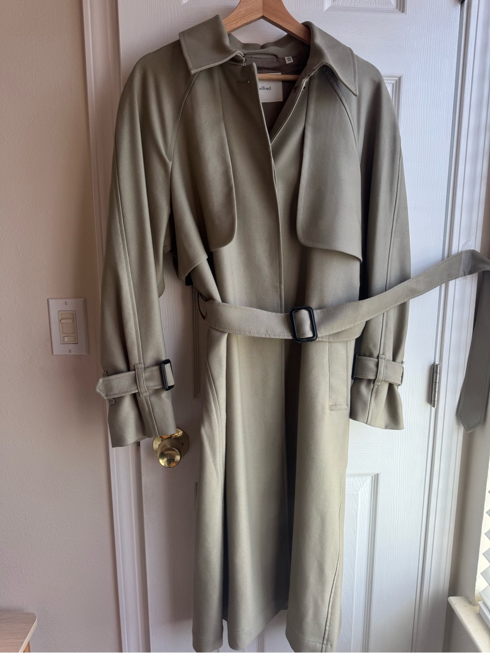 Aritzia Wilfred Olive Trench Coat with Belt